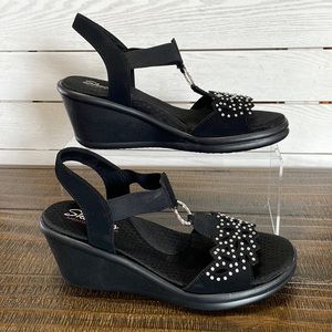 Skechers sandals, black with bling, size 8.5, NWOT